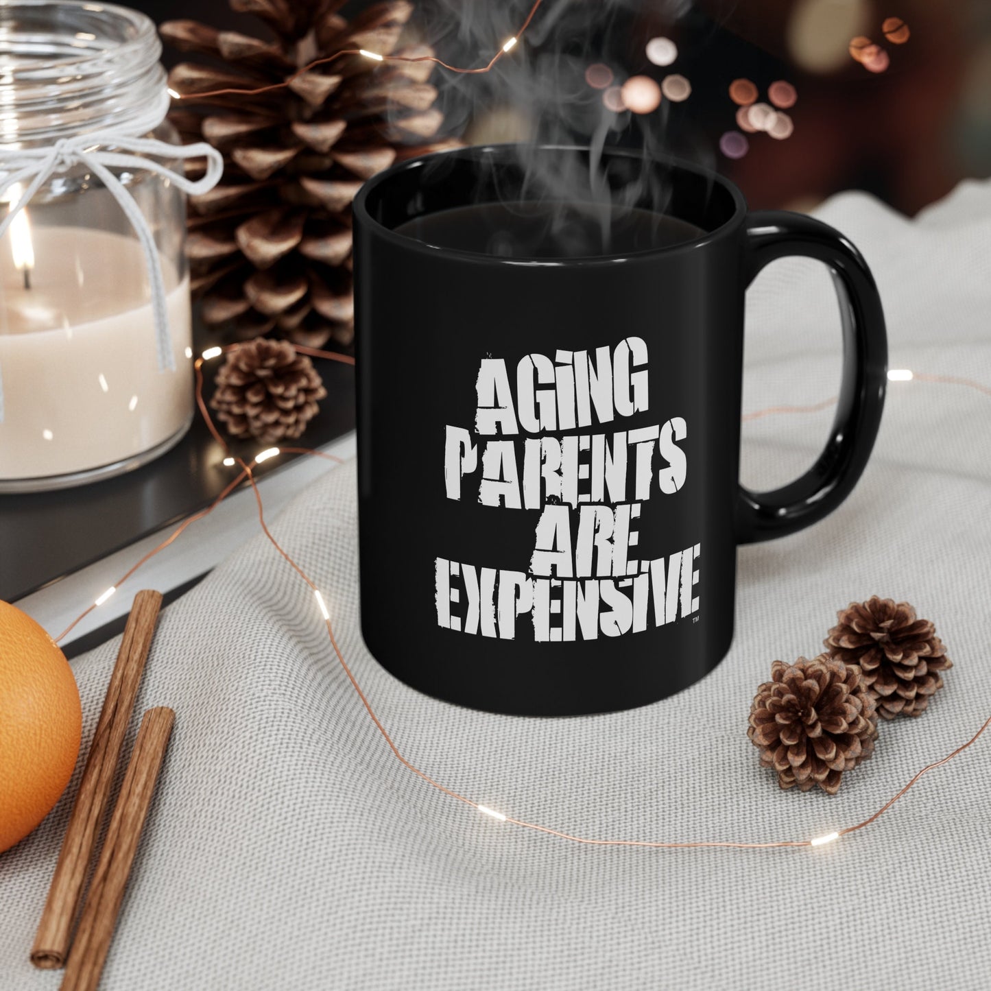 Funny black ceramic coffee mug right