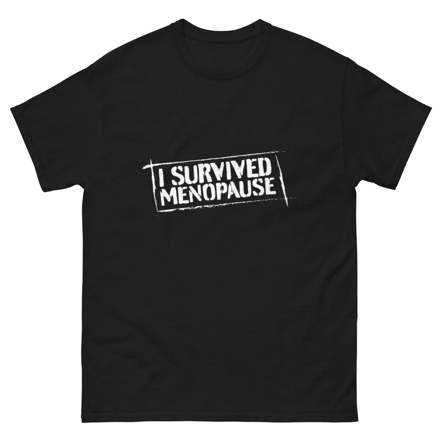 I Survived Menopause Print Funny Feminist Black T Shirt for Women - 100% Cotton T Shirt Gifts for Wifes and Her Teenager TShirt Humorous Tee