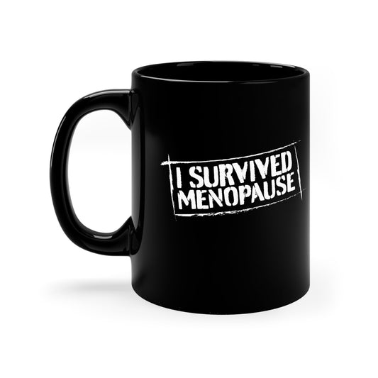 I Survived Menopause Black Ceramic Coffee Mug