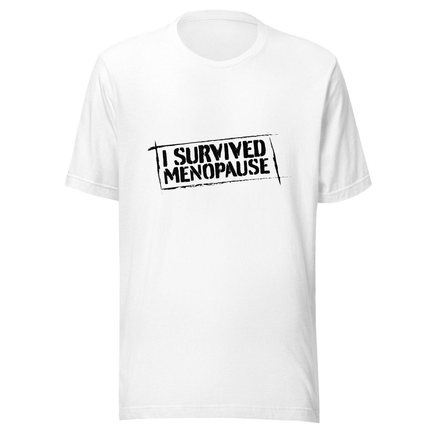 I Survived Menopause Print Funny Feminist T Shirt for Women - 100% Cotton White T Shirt Gifts for Wife and Her Teenager Humorous Tee