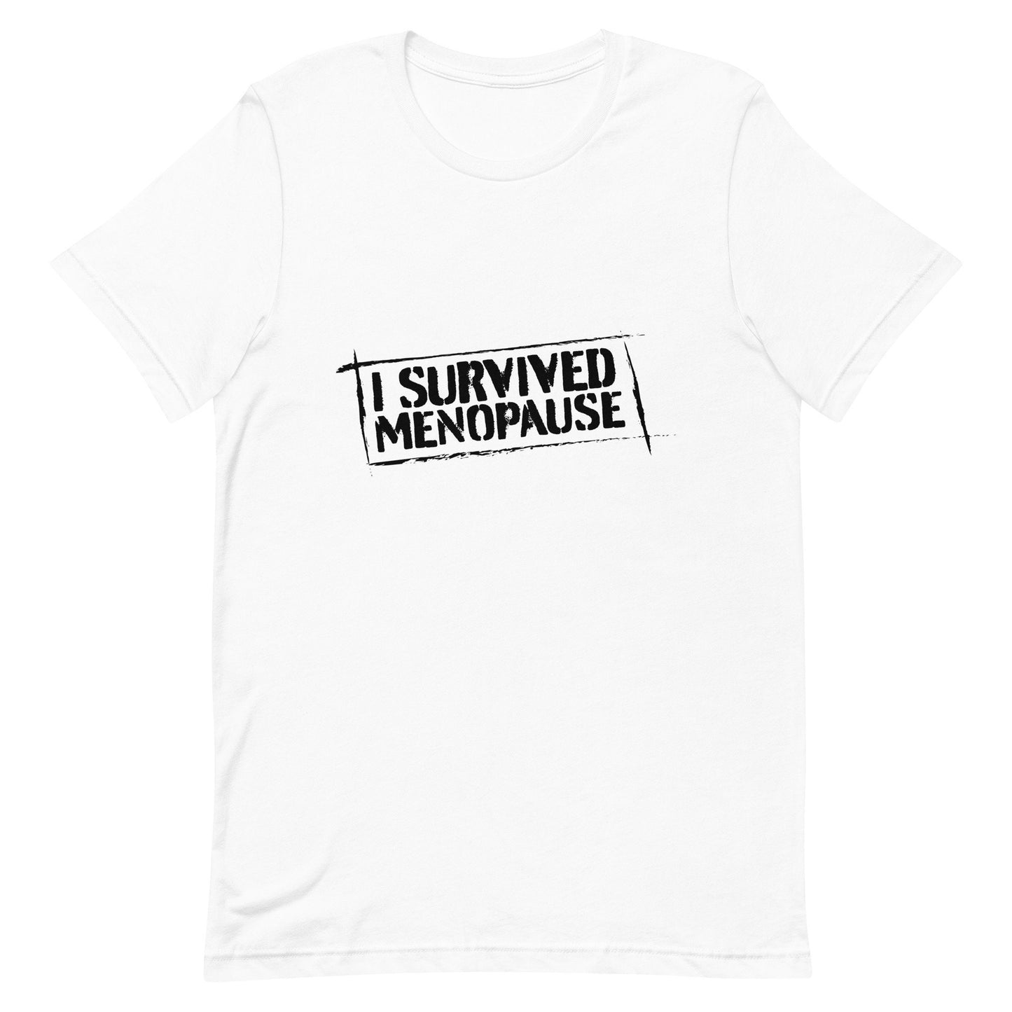 I Survived Menopause Print Funny Feminist T Shirt for Women - 100% Cotton White T Shirt Gifts for Wife and Her Teenager Humorous Tee