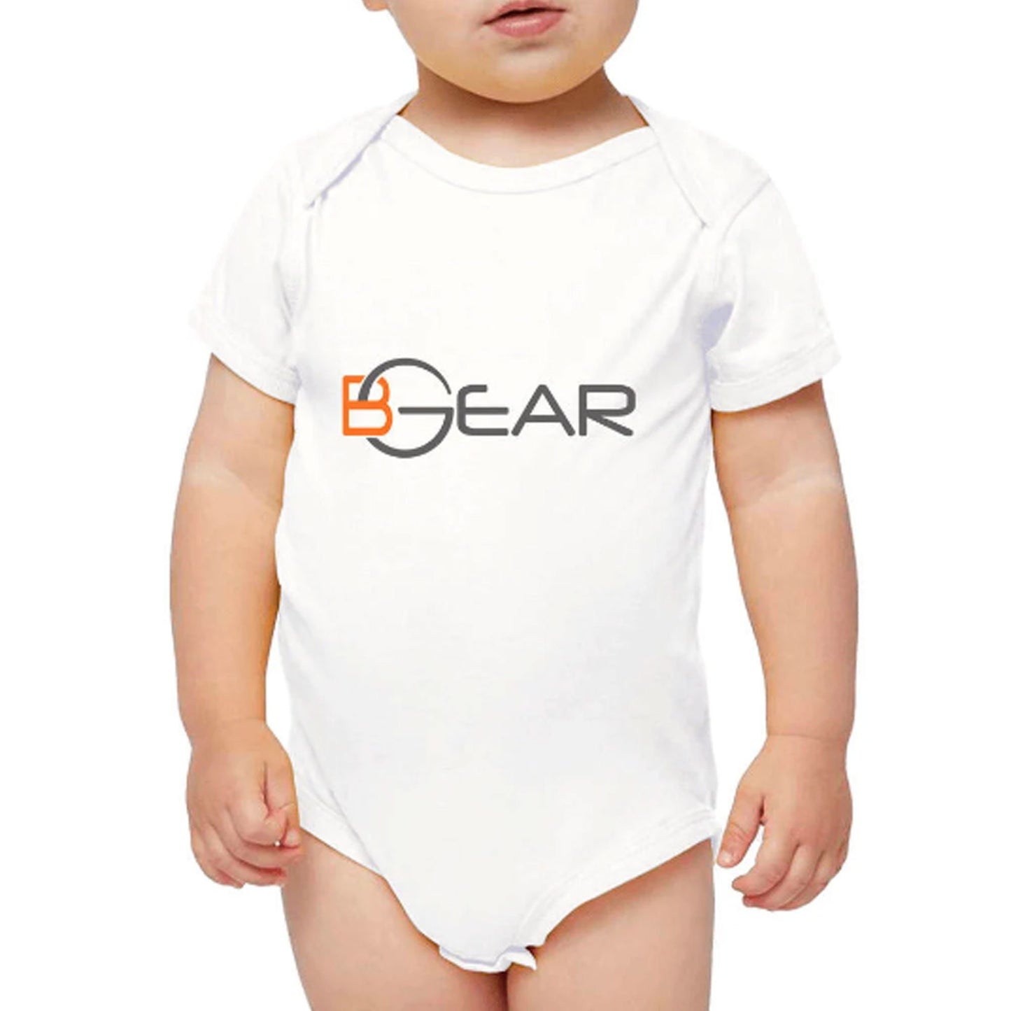 Embroidered BGear Design Logo Short Sleeve Baby Bodysuit for Boys and Girls - Custom Cotton Onesies with Snap Closures Gifts for Kids