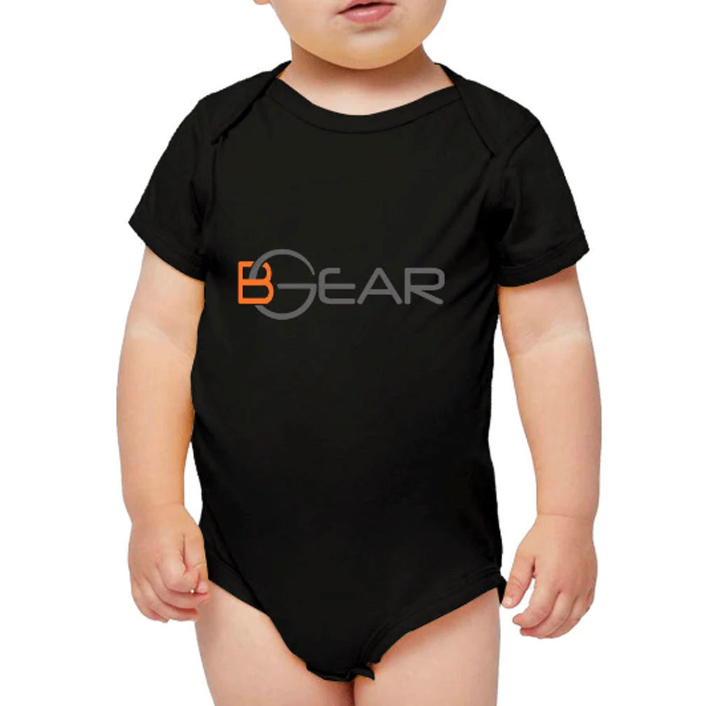 Embroidered BGear Design Logo Short Sleeve Baby Bodysuit for Boys and Girls - Custom Cotton Onesies with Snap Closures Gifts for Kids