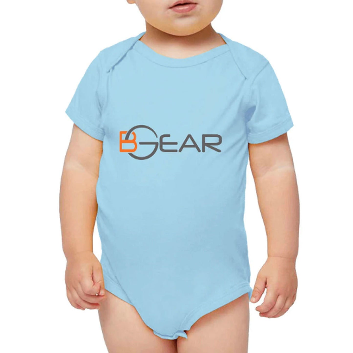 Embroidered BGear Design Logo Short Sleeve Baby Bodysuit for Boys and Girls - Custom Cotton Onesies with Snap Closures Gifts for Kids