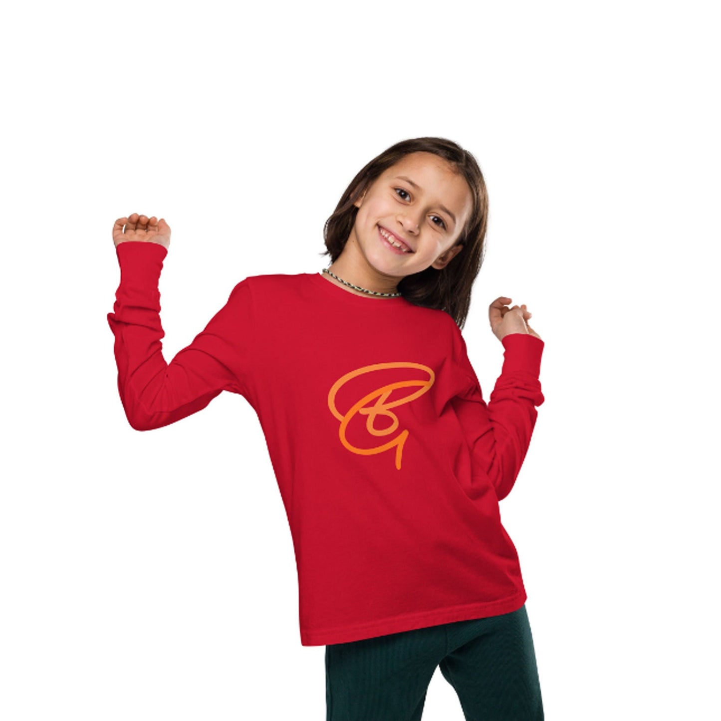 Embroidered BGear Logo Youth Long Sleeve T Shirt for Boys and Girls - Custom Unisex Cotton Black T Shirt Gifts for Him and Her Teenager Tees