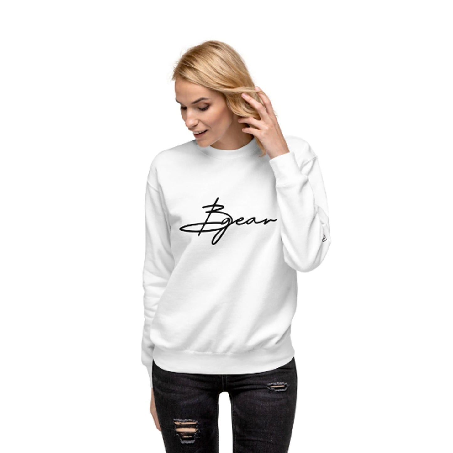 Embroidered BGear Signature Long Sleeve Sweatshirt for Boys and Girls - Custom Unisex Cotton Crew Neck Sweatshirt Gifts for Him and Her