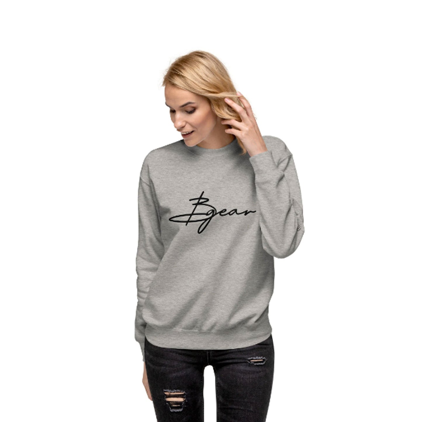 Embroidered BGear Signature Long Sleeve Sweatshirt for Boys and Girls - Custom Unisex Cotton Crew Neck Sweatshirt Gifts for Him and Her