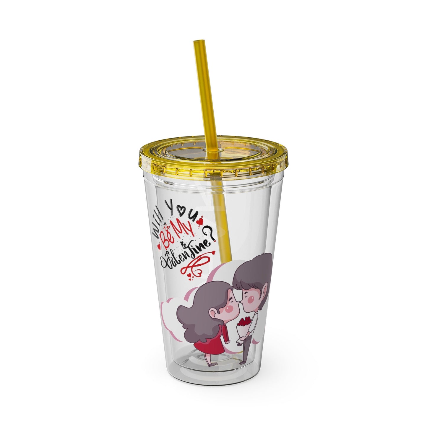 BGear Cute Sunsplash Tumbler with Color Matching Lid and Flexible Straw Crack Resistant Acrylic Tumbler for Safe Drink Glass for Travel