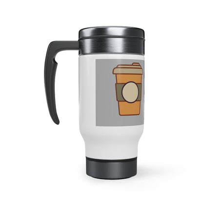 BGear Coffee & Break Stainless Steel Travel Mug with Handle 14oz White Enamel Finish