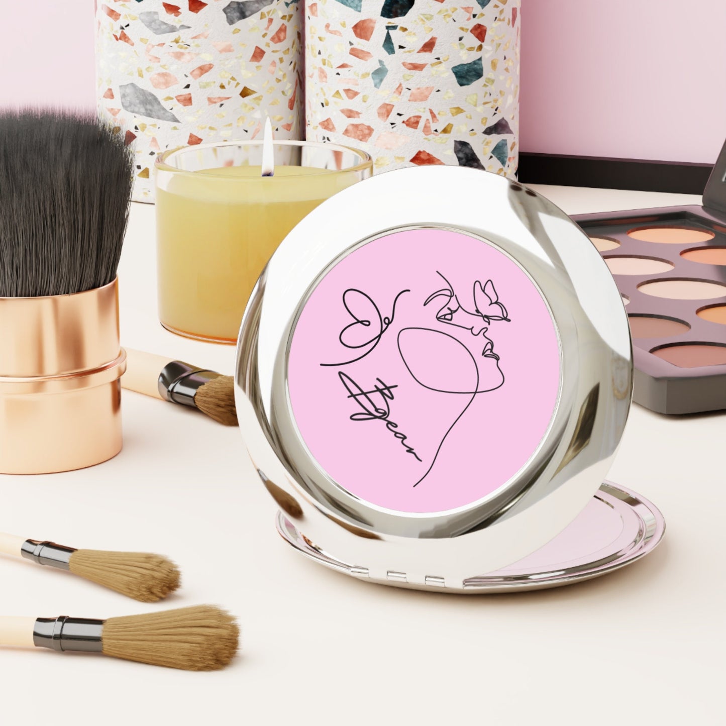 BGear Foldable Compact Travel Mirror Vanity Mirror Cute Mirror Round Mirror Makeup Mirror Dual Glass Mirror for Travel Mini Purse Mirror