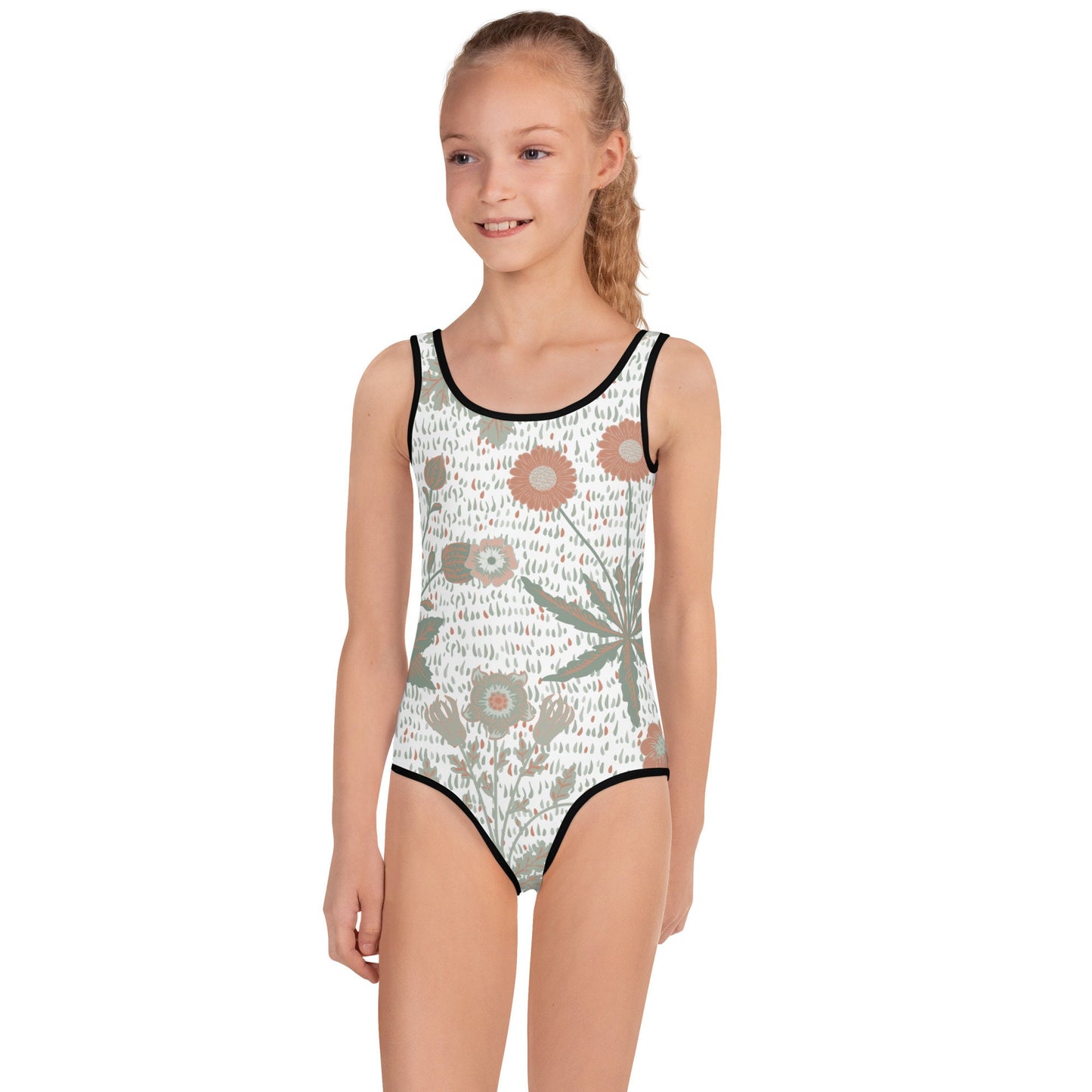 BGear Floral Printed Kids Swimsuit Double Layered Swimwear Stretch Kids Swimsuit Elastic Bathing Suit Polyester Swimsuit Gift for Kids